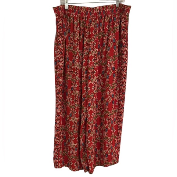 Max Studio Women's Red Floral Print Flowy Wide Leg Pants Size 1X - Picture 1 of 9